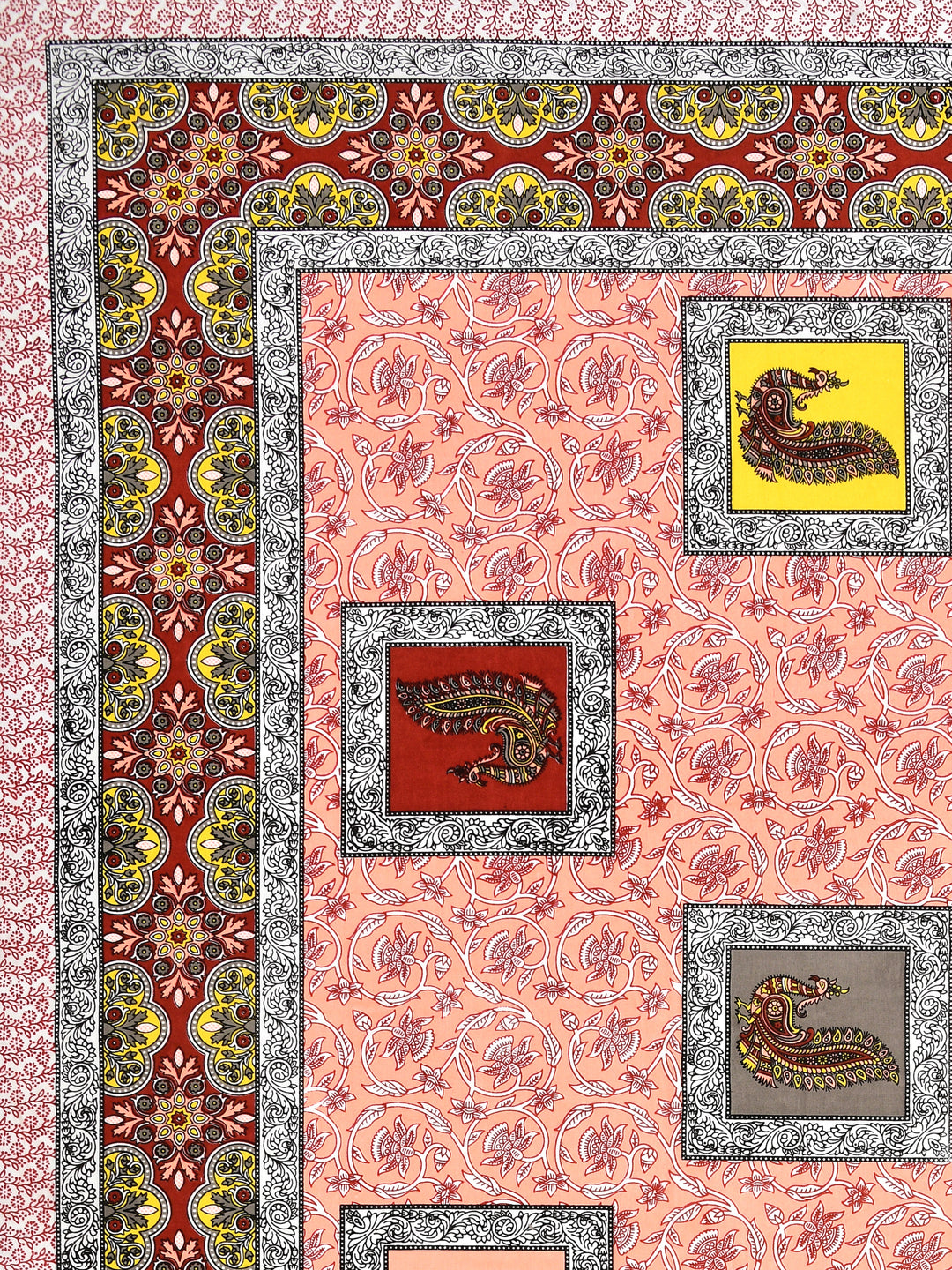 Multi-Color Paisley Block Print Queen Size Cotton Bedsheet