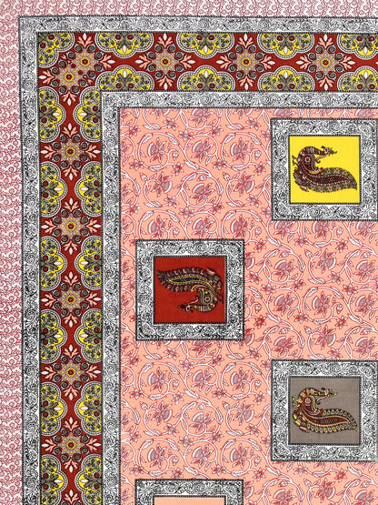 Multi-Color Paisley Block Print Queen Size Cotton Bedsheet