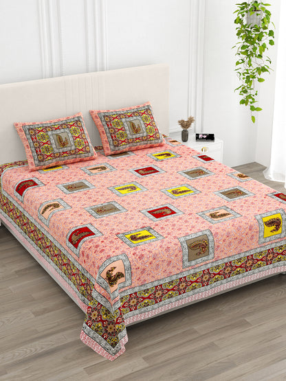 Multi-Color Paisley Block Print Queen Size Cotton Bedsheet