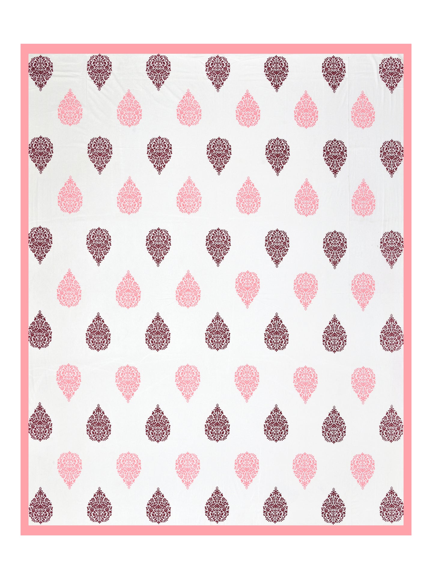 Jaipuri Pink & Wine Floral Butti Super King Size Cotton Bedsheet