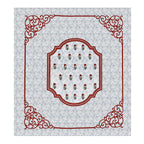 White Blue Floral Lily Red Border Printed Bedsheet (100 x 108) with 2 Pillow Covers
