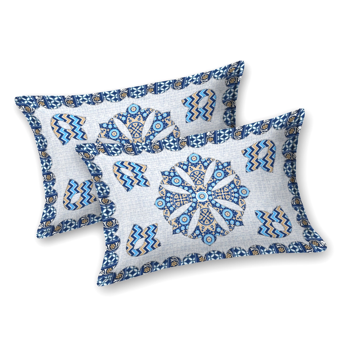 Indigo Blue Floral Hand-Block Queen Size Cotton Bedsheet