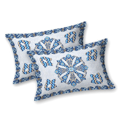 Indigo Blue Floral Hand-Block Queen Size Cotton Bedsheet