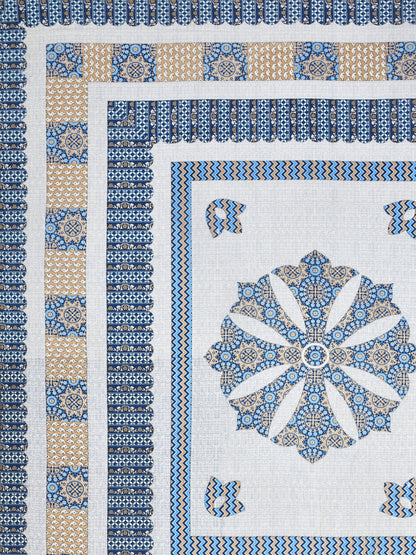 Indigo Blue Floral Hand-Block Queen Size Cotton Bedsheet