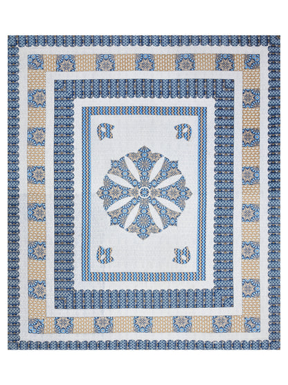 Indigo Blue Floral Hand-Block Queen Size Cotton Bedsheet