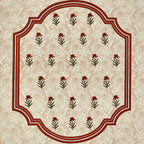 Cream Floral Buta Rust Scroll Border Printed Bedsheet (100 x 108) with 2 Pillow Covers