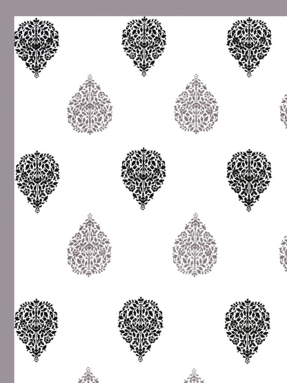 Jaipuri Grey & Charcoal Floral Butti Super King Size Cotton Bedsheet