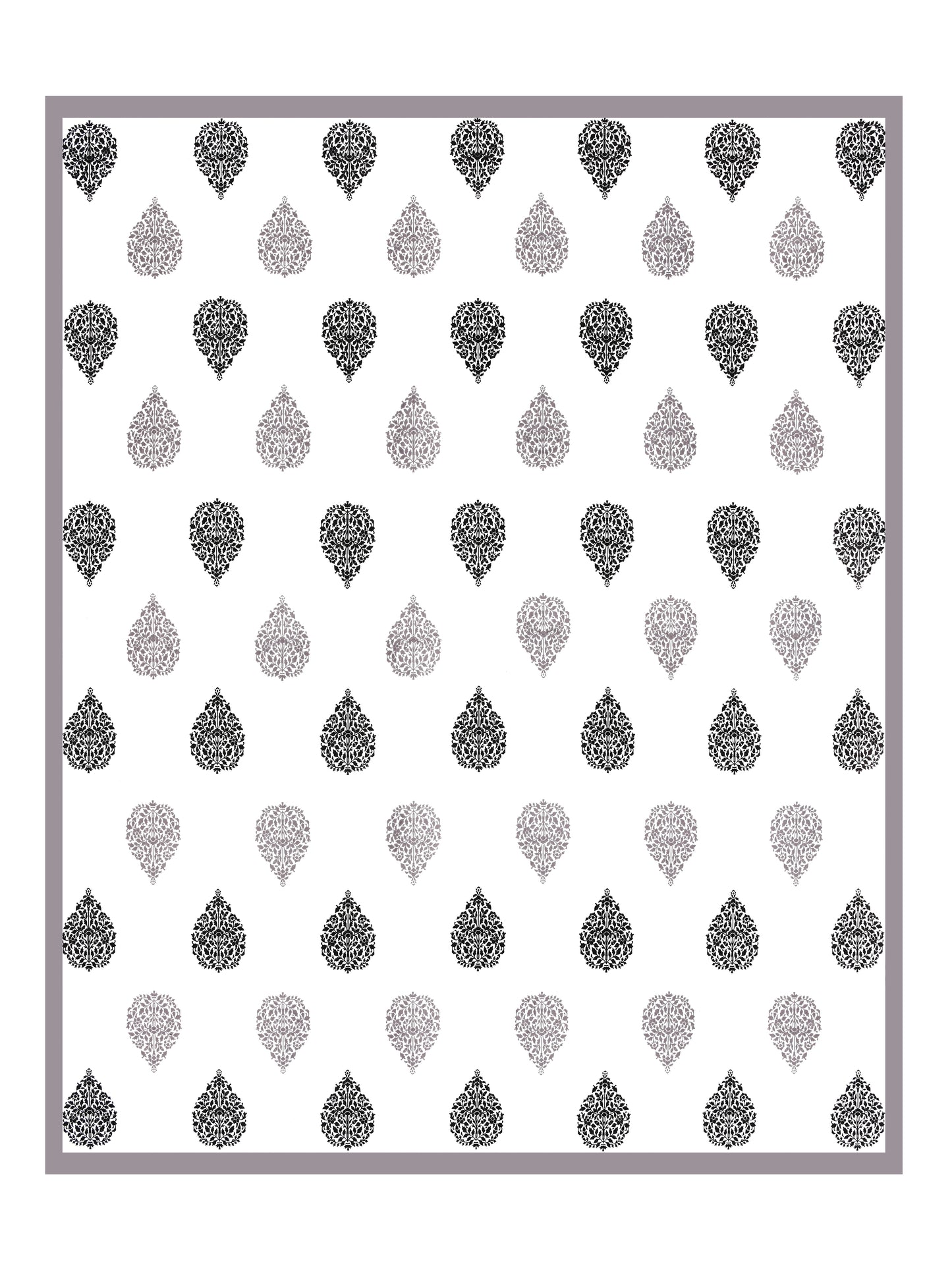 Jaipuri Grey & Charcoal Floral Butti Super King Size Cotton Bedsheet