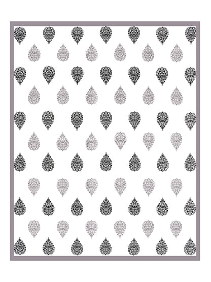 Jaipuri Grey & Charcoal Floral Butti Super King Size Cotton Bedsheet