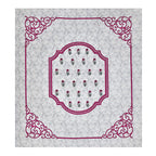 White Floral Buta Pink Scroll Border Printed Bedsheet (100 x 108) with 2 Pillow Covers