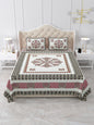 Maroon & Charcoal Medallion Hand-Block Queen Size Cotton Bedsheet