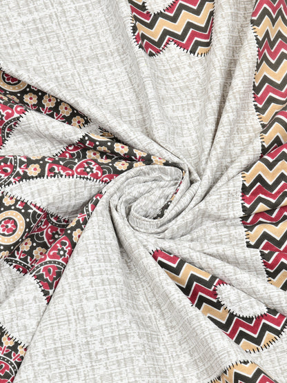 Maroon & Charcoal Medallion Hand-Block Queen Size Cotton Bedsheet