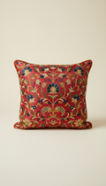 Silk Embroidered Cushion in Rani Red