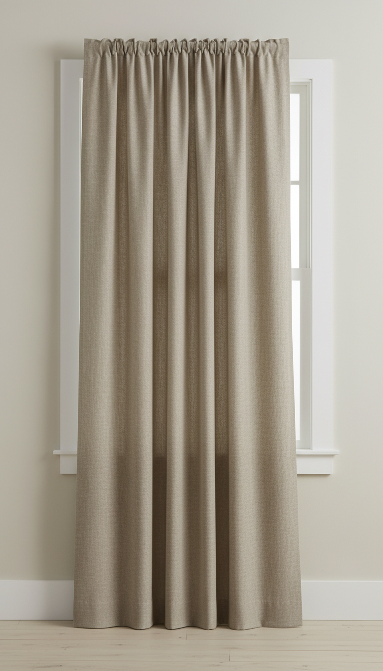Warm Taupe Linen-Cotton Curtain Panel