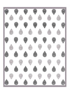 Full flat view of Castile India grey & black damask buta super king bedsheet 108x108 with grey border
