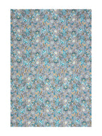 Full flat view of the grey and teal all-over floral bedsheet 90x108