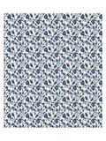 Full flat view of Castile India indigo blue and white floral vine bedsheet 90x108