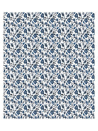 Full flat view of Castile India indigo blue and white floral vine bedsheet 90x108
