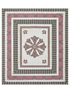 Full flat view of the off-white bedsheet with central maroon mandala medallion and layered borders
