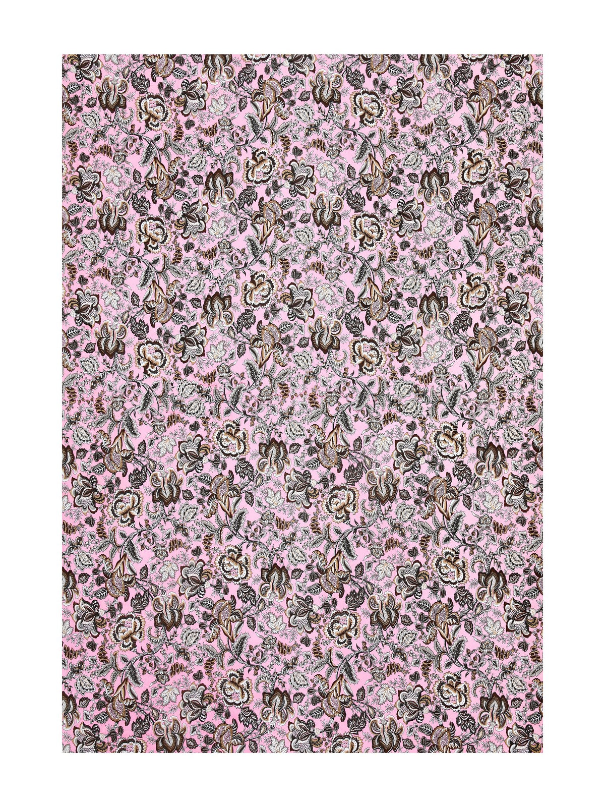 Full flat view of the pink and brown all-over floral bedsheet 90x108 by Castile India
