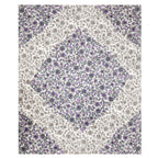 Full flat view of the purple floral 90x108 bedsheet with diamond centre and corner panels