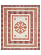 Full flat view of the cream bedsheet with central rust mandala medallion and layered borders
