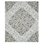 Full flat view of the grey floral 90x108 bedsheet showing the darker diamond centre and corner panels