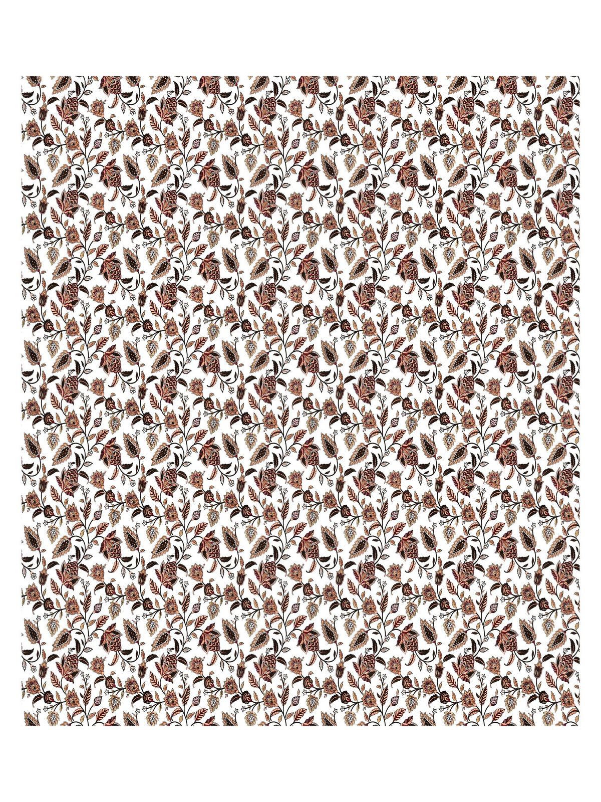 Full flat view of Castile India white and rust floral vine bedsheet 90x108